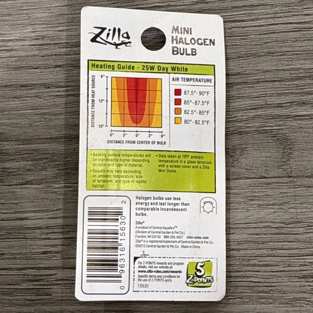 Zilla Mini Halogen Bulb | 25W | Day White , 80 Degrees - 90 Degrees